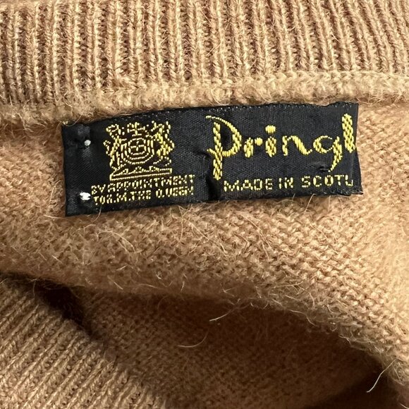 100% Camel Hair Vintage Pringle Sweater Oversized Quiet Luxury Old Money Preppy - Picture 6 of 10